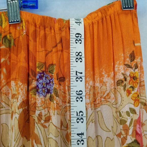 Forbidden Maxi Broom Skirt Womens L Floral Crochet Beads Tiered Orange Pink Boho - Picture 11 of 11